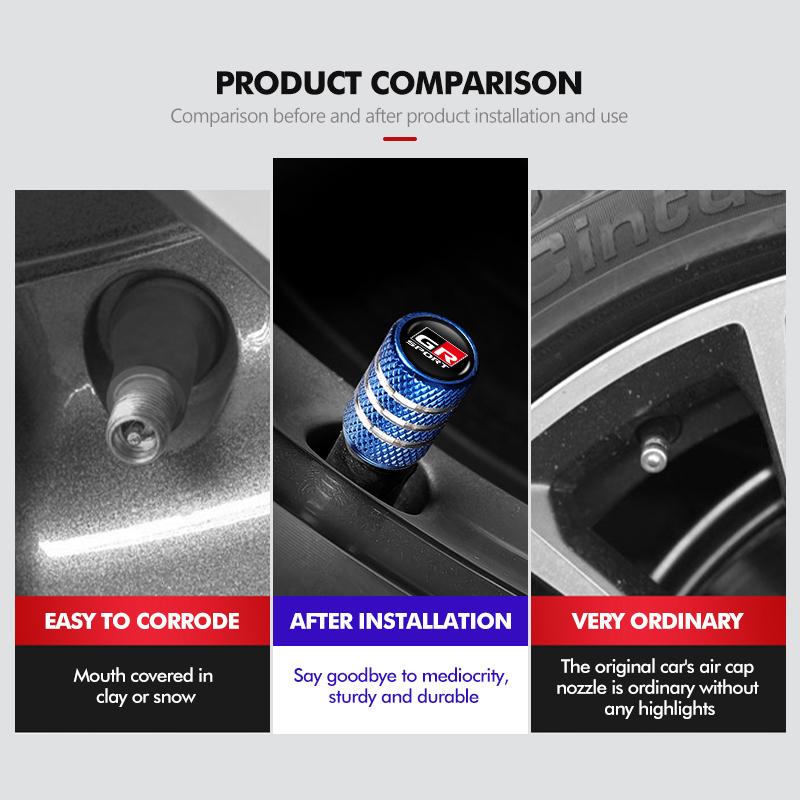 For Toyota 4Pcs Car Tire Valve Stems Cap Tire Stem Air Valve Cap Yaris Corolla Prius Auris CHR Land Cruiser RAV4 Camry ydcr27