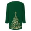 Women's Christmas Print V-Neck Three-Quarter Sleeve Loose Fit Casual Shirt