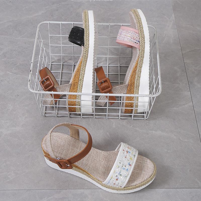 Lucyever Sandale cu Pană Patchwork de Vară Femei 2024 Cataramă pe Gleznă Sandale cu Platformă Femei Mărimi Mari Antiderapante Casual Sandalias Mujer