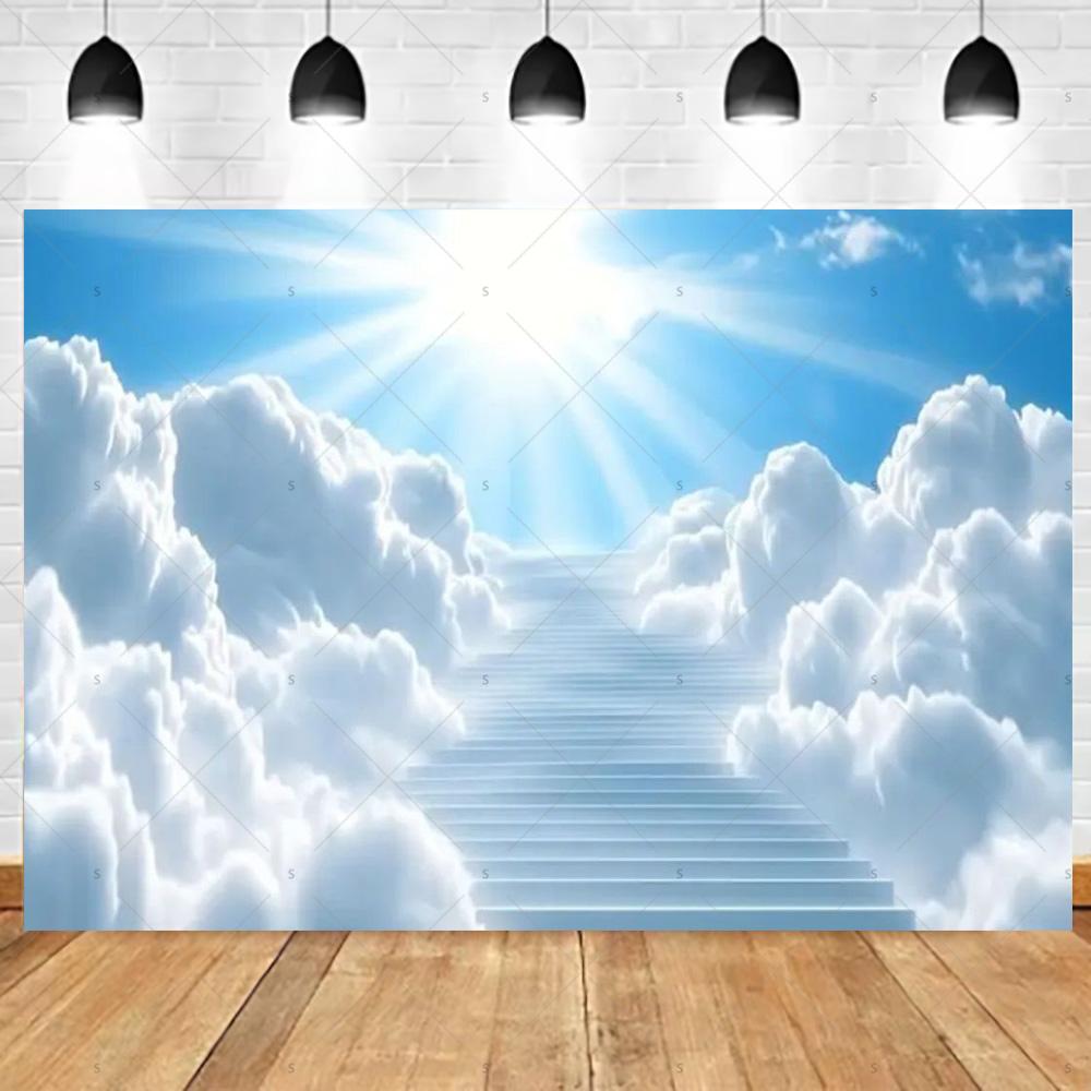Dreamy Blue Sky And White Clouds Photography Backdrop Supplies Natural Scenery Wedding Party Decor Background Photo Shoot Props
