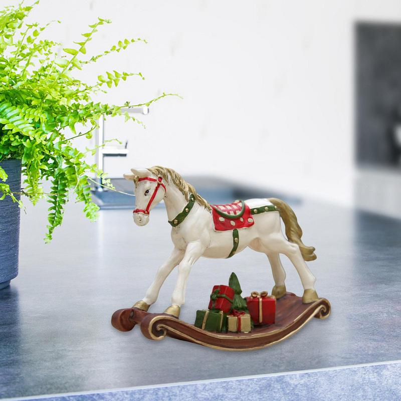 Resin Statue Christmas Rocking Horse Nordics Abstract Ornaments For Figurines Interior Sculpture Room Home Decor