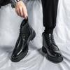 Bullock High-top Leather Shoes Autumn British Style Retro Business Casual Thick-soled Heightening Pointed Martin Boots