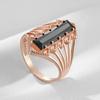 Long Square Black Natural Zircon Wedding Rings For Women Simple  Rose Gold Color High Quality Daily Fine Jewelry