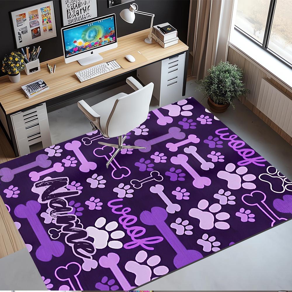 Tappeto Stampato con Nome Personalizzato per Cane, Tappeto per Sedia da Ufficio, Soggiorno, Camera da Letto, Cucina, Decorazioni, Regali.