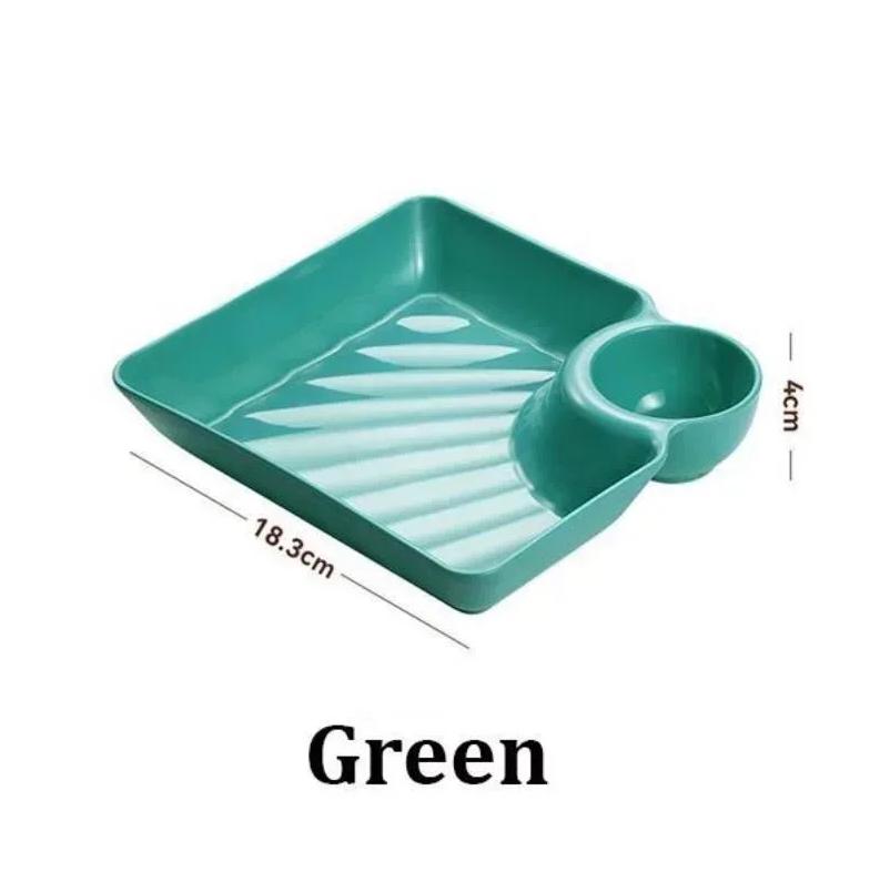 Chips and Dip Plates, Plastic Serving Platter Dumpling Plate with Dipping Saucer, Divided Snack Serving Dishes for Appetizer