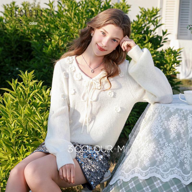 

SanCai Floral V-neck Pullover Sweater XL