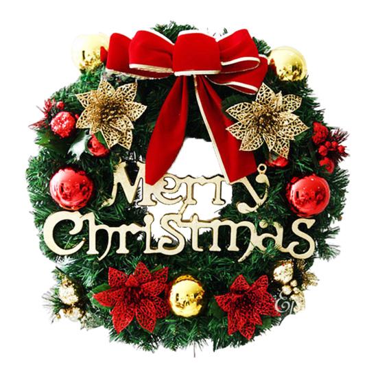 Vánoční věnec na vchodové dveře Ručně vyráběný Umělý zelený věnec s šiškami Červené bobule Baňky Ozdoby pro Vnitřní Venkovní Sváteční Dekoraci