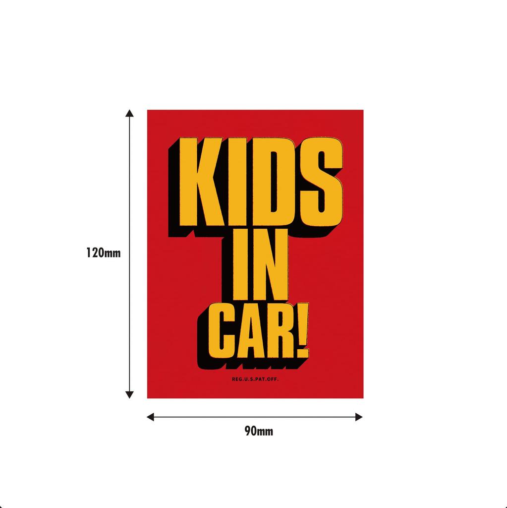 KIDS IN CAR! Kids Insignals Magnet 12x9cm Retro Vintage Vintage Classic (Red)