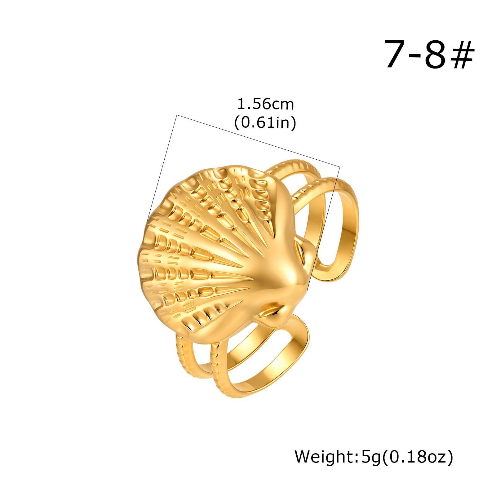 

Vintage Fashion Stainless Steel Shell Rings for Women Gold Plated Ocean Scallop Open Rings Summer Beach Aesthetic Jewelry