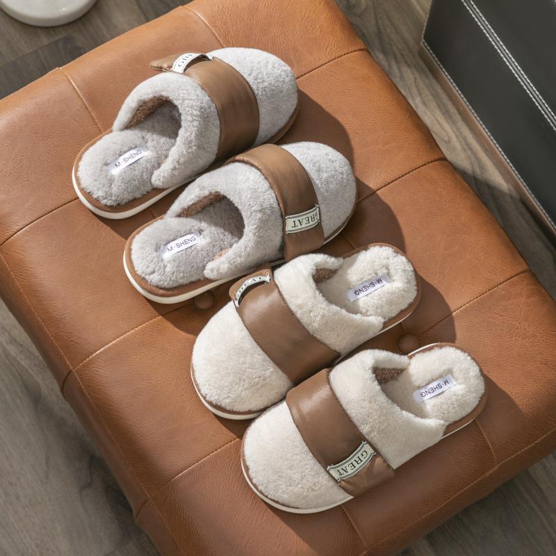 Klettverschluss Boden Baumwollpantoffeln Winter warm Mode Indoor Zuhause Paar Baumwollmop Weiche Sohle Vielseitig