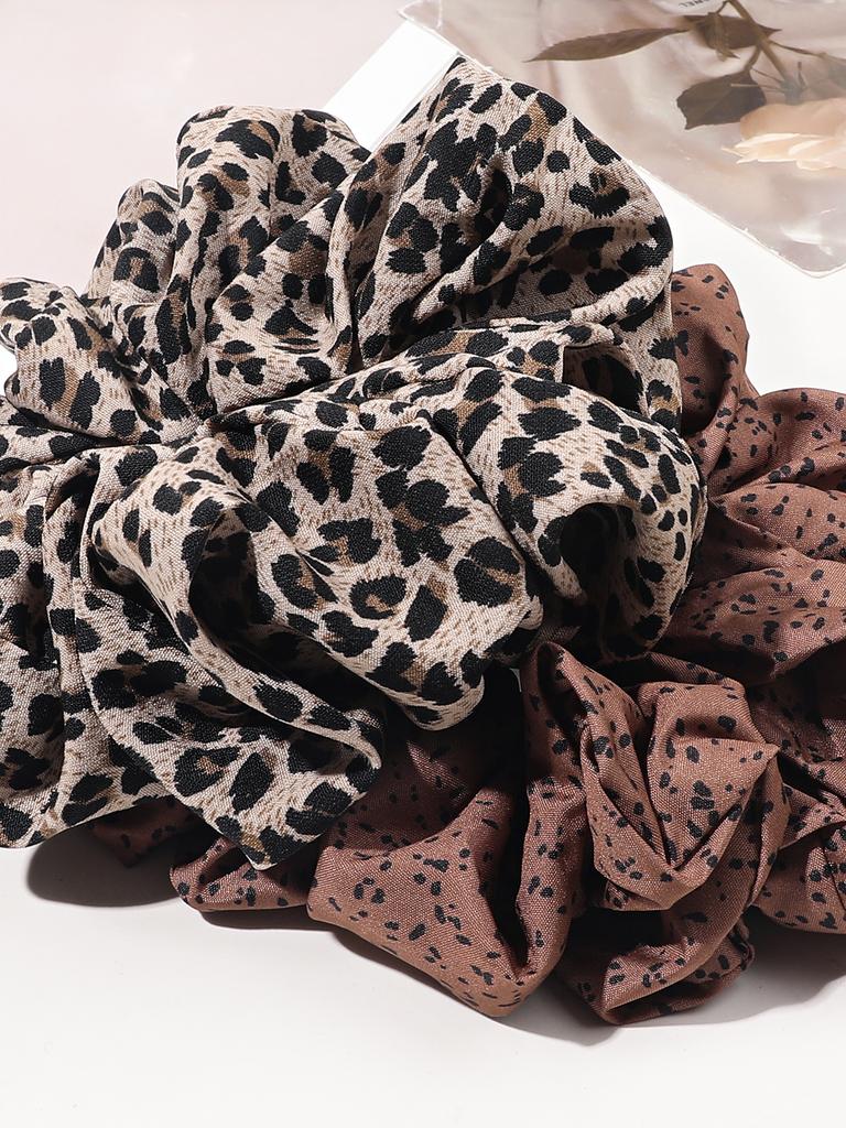 Leopard Print Hair Scrunchies Soft Fabric Scrunchy Bobbles Elastic Hair Bands Ties Hair Accessories for Women Girls
