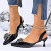 Fashion Ladies Shoes 2025 Hot Sale Slip-on Women's High Heels Fashion Butterfly-knot Office and Career New Plus Size Closed Toe Sandals