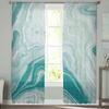 Τουρκουάζ Κουρτίνες Παραθύρου με Υφή Μαρμάρου Διάφανη Κουρτίνα Τούλι Σιφόν Διακόσμηση Φόντου Σαλονιού Σπιτιού