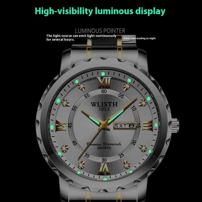 Top Brand New Waterproof Men's Watch Double Calendar Quartz Wrist Watch