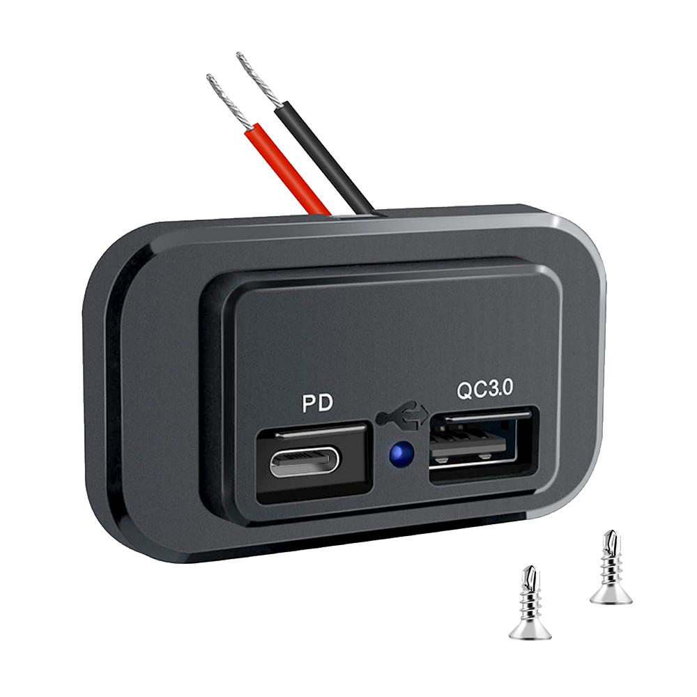 12V/24V PD QC3.0 Car Charger Socket Power Adapter Quick Charge Waterproof with LED Light For Motorcycle Auto Truck ATV RV Bus