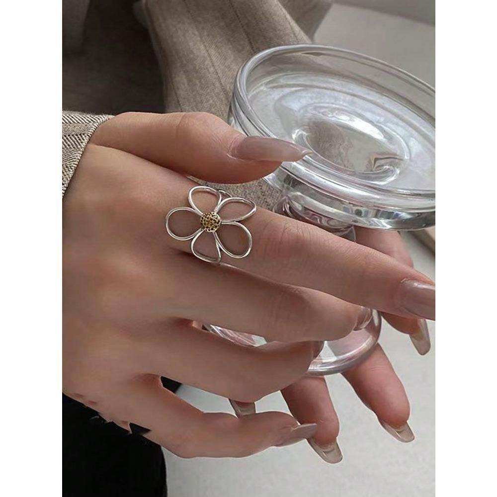 Rings For Women Couple Minimalist Handmade Simple Big Flower Ring Party Jewelry Gift Prevent Allergy