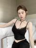 #Pure Lace Chain Sling Neck Beauty Back Vest Fixed Cup Free To Wear Gathering Bra Hot Girls Outside Wear