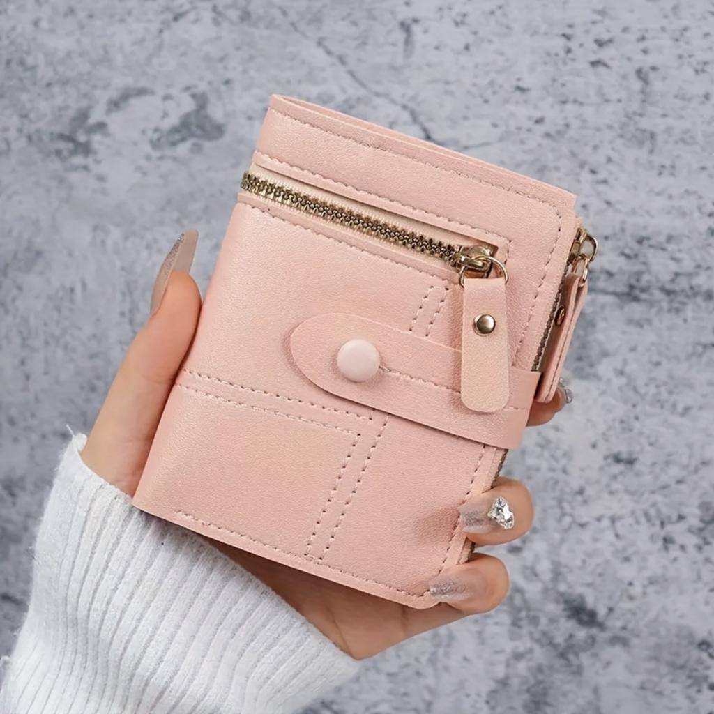 Billeteras para Mujer Cartera Billetera Pequeña Monedero Corta con Cremallera y Broche Cartera de Moda Femenina de Cuero Bolso para Dinero