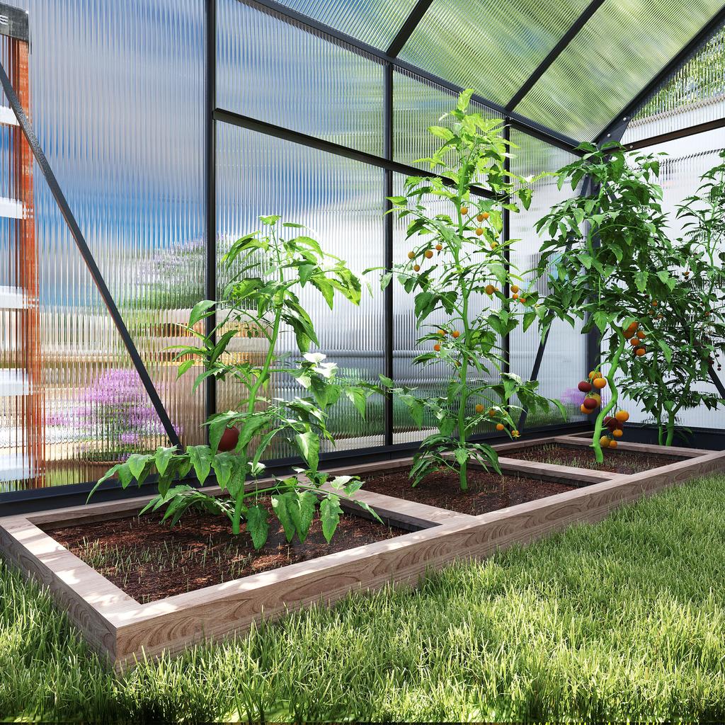 Greenhouse, Hothouse, with Roof Window, Sliding Door, Transparent, Polycarbonate+Aluminum, 190 X 252 X 201cm