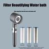 Massage Spa Pressurized Shower for Bathroom Accessories Three Level Adjustment Showerhead High Pressure Knobs Filter Shower Sets