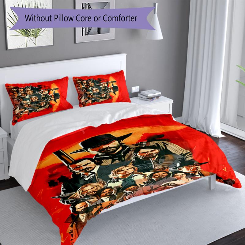 Juego de ropa de cama con estampado Red Dead Redemption de 3 piezas, juego de funda nórdica incluye funda nórdica y fundas de almohada, decoración de dormitorio perfecta para todas las estaciones y regalo