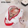 "Large Capacity Cherry Cat Quilted Cosmetic Bag – Cute & High-Value for Students"