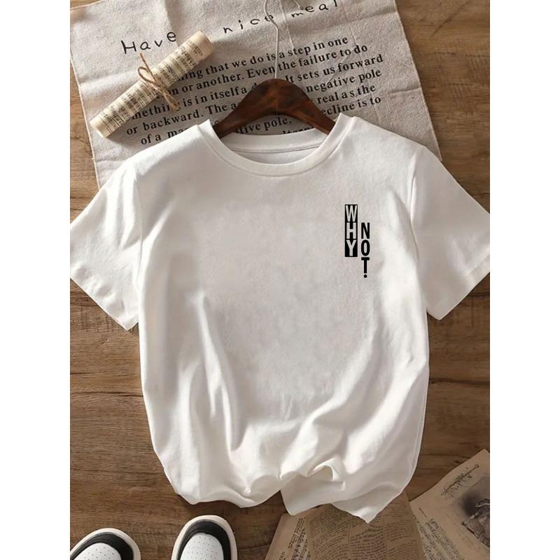 WHY NOT Front and Back Printed Short-sleeve Round-neck Women's Casual Top - Women's Apparel, Comfortable Fit, Classic Design