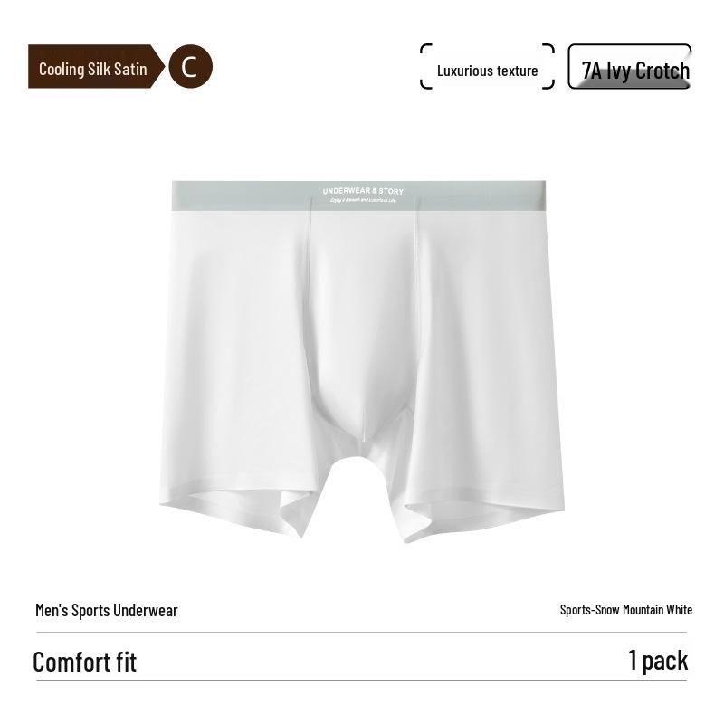 Men s 2025 Ice Silk Antibacterial Smooth Sports Underwear - Anti-Chafe, Extended Leg, Summer Comfort XL