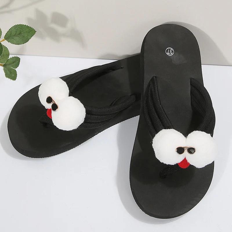 Fashion Summer Cute Cartoon Flip Flops for Women Casual Wedge Platform Sandals Woman Outdoor Lightweight Wear-Resistant Slippers Mujer