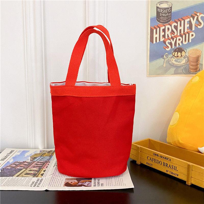 Cartoon Cute Animal Canvas Large-Capacity Handbag Women Bucket Totes Shopper Lunch Bags