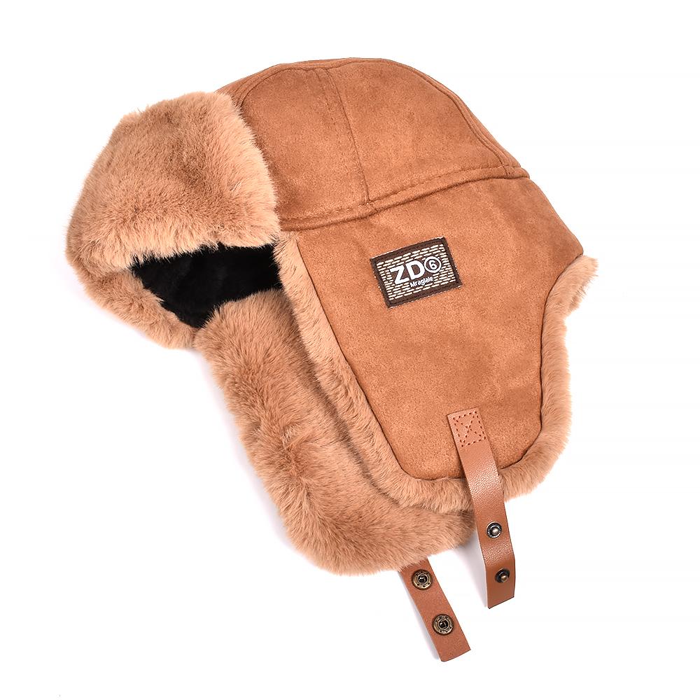 Winter Earflap Bomber Hats Cotton Lamb Hair Ear Protectors Russian Cap Plush Thicken Windproof Mountaineering Ski Snow Headwear