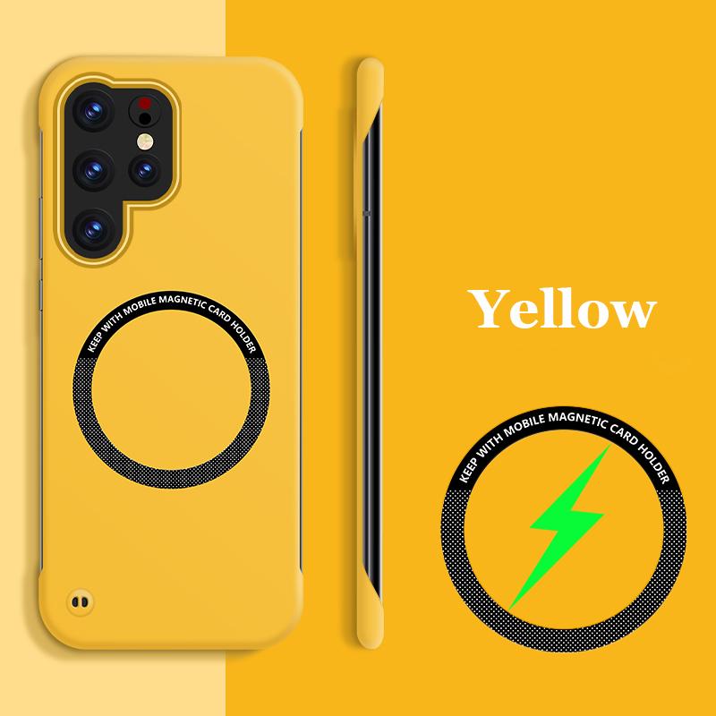 

Ультратонкий магнитный безрамочный чехол для Samsung S25 S24 Ultra S23 Plus S22 S21 FE S20 с беспроводной зарядкой, ударопрочный жесткий чехол для ПК For S23