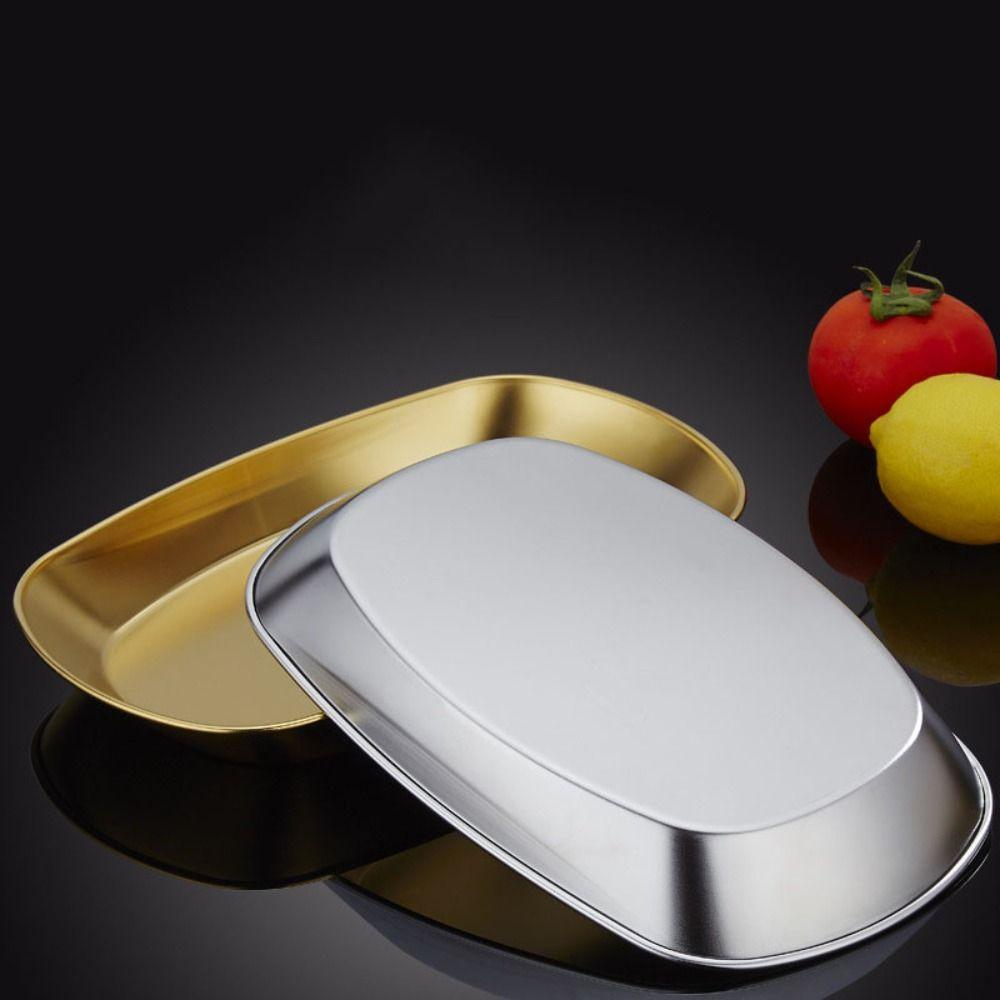 Fall-resistant Snack Plate 304 Stainless Steel Salad Tray Food Serving Dishes  Restaurant