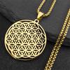 Flower of Life Stainless Steel Long Necklace for Women Men Gold Color Mandala Metatron Necklaces Jewelry Collares Para Mujer
