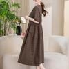 Women's Plus Size Cotton Linen Dress, Loose V-Neck Casual Summer Midi Dress with Pockets (XL-5XL)