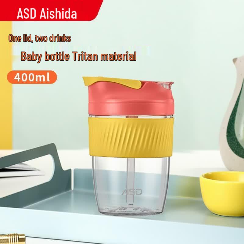 ASD Vitality Dual-Drink Water Bottle Set with Straw, 400ml, 2-Pack