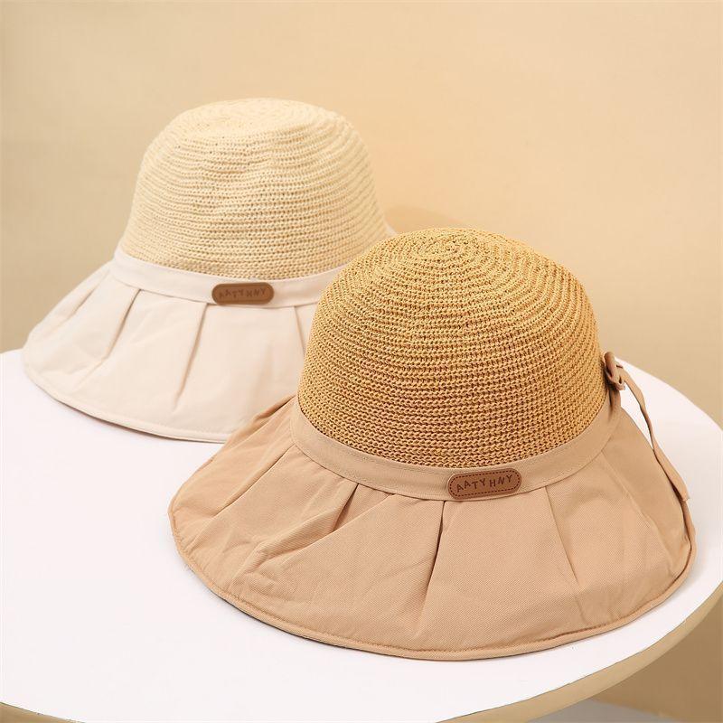 New bucket hat spring and autumn cotton labeling hat women's sunscreen sun hat big brim sun hat