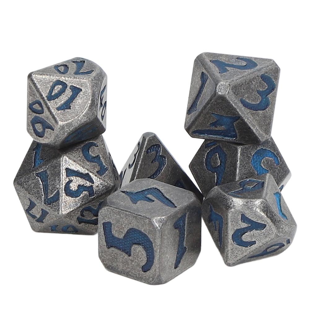 7 Stück Polyedrische Würfel Feiertagsparty Tabletop-Rollenspiel Leuchtende Metallwürfel für Männer Frauen