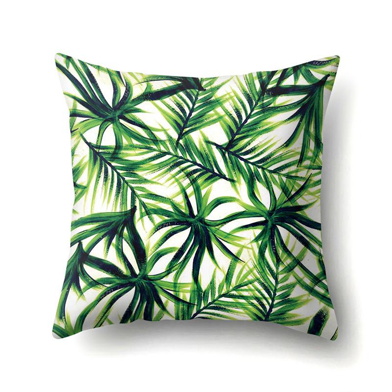 Polyester Pillowcase Nordic Ins Style Plant Flower Print Peach Leather Velvet Pillowcase Car Waist Cushion Cover