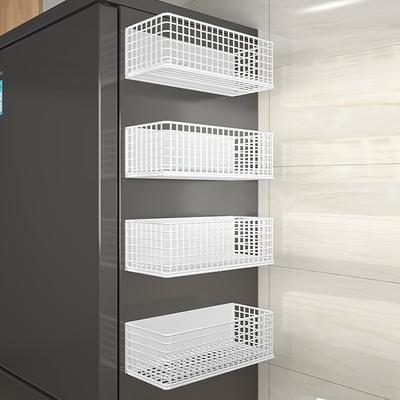 [Scelta Popolare] 1 pz Scaffale Portaoggetti Magnetico Senza Fori - Cesto in Filo Metallico Contemporaneo per Lato Frigorifero e Lavatrice, Traspirante