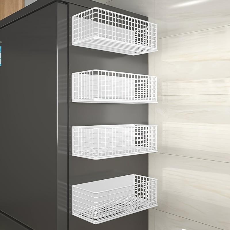 [Popular Choice] 1pc No-Drill Magnetic Storage Rack - Contemporary Metal Wire Basket for Refrigerator & Washing Machine Side, Breathable