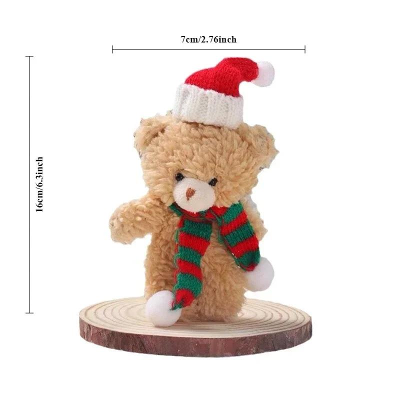 Non-Toxic Mini Christmas Bear Doll Plush Bear Gift Clothing Bag Keychain Pendants Baking Decoration Christmas Drop Ornaments Kid Xmas Gift