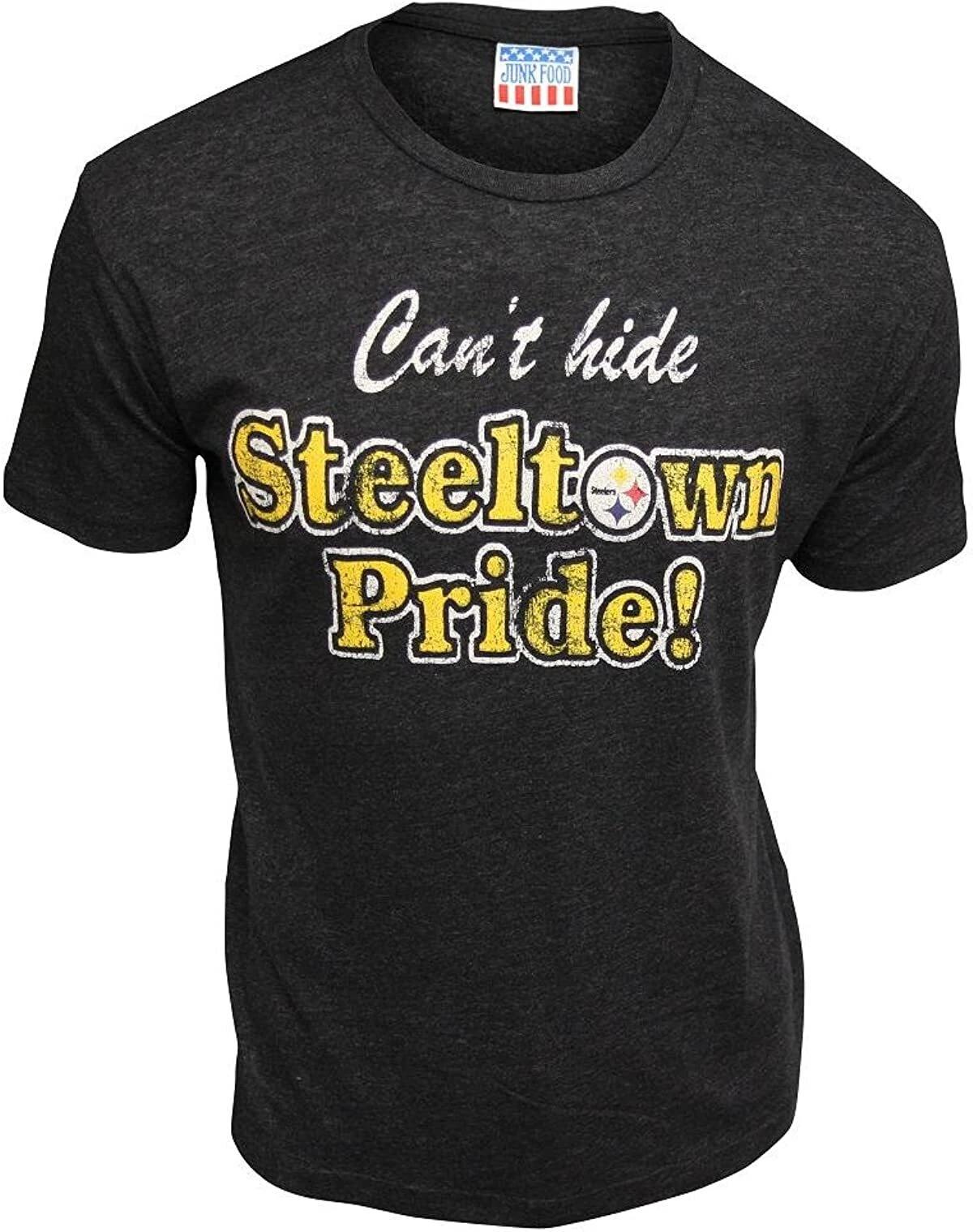 Pittsburgh Steelers Can T Hide Steeltown Pride Men s T-Shirt by Junk Food, Large S