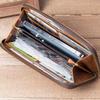 Crazy Horse Leather Men's and Women's Long Wallet, Two Fold Genuine Leather, Pure Top Layer Cowhide, Retro Wallet