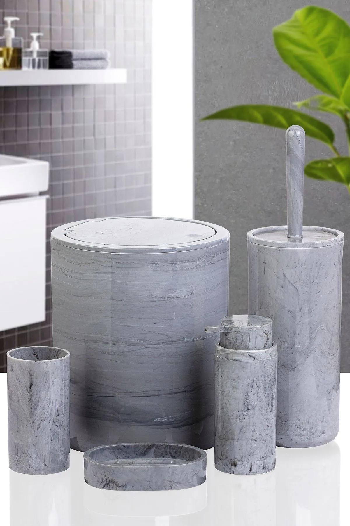 

Yuvarlak Mermer Desenli 5 li Banyo Seti