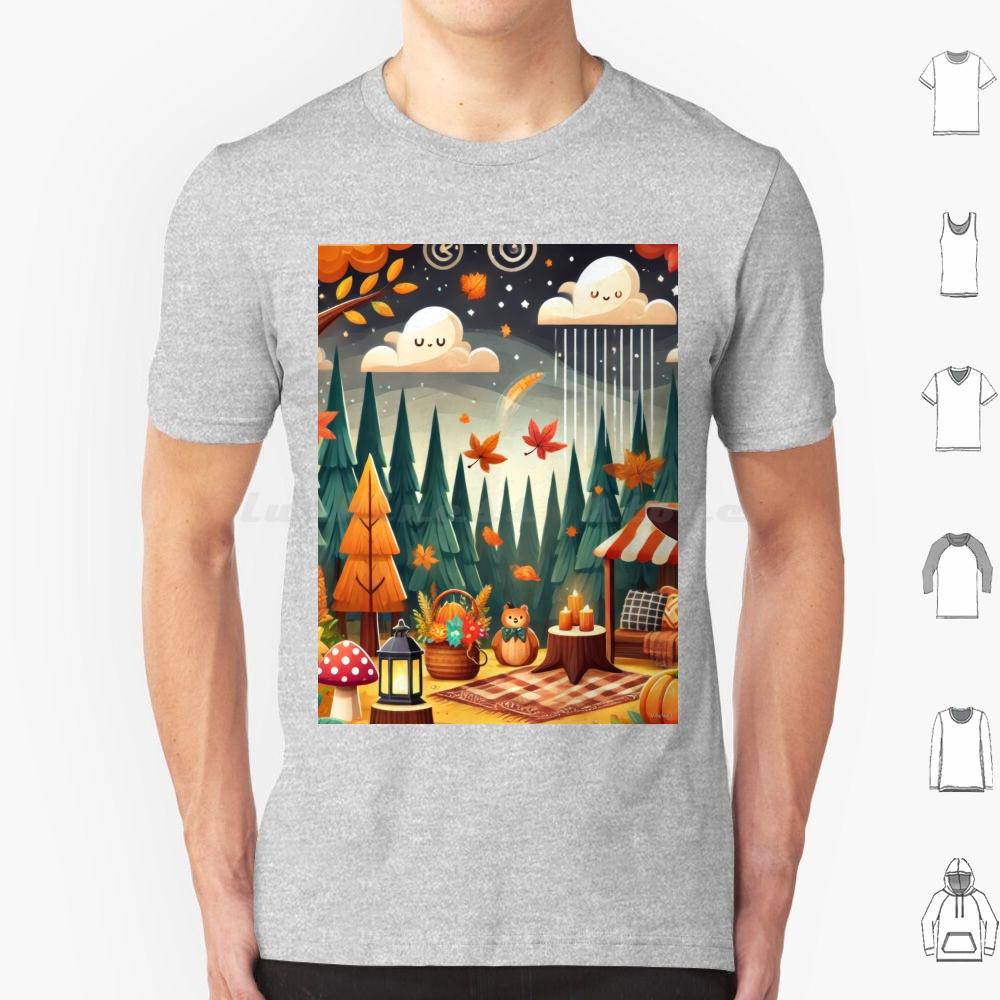 Enchanted Autumn Forest T Shirt Men Women Kids 6xl Autumn Fall Forest Enchanted Whimsical Seasonal Leaves Nature Cozy Cute