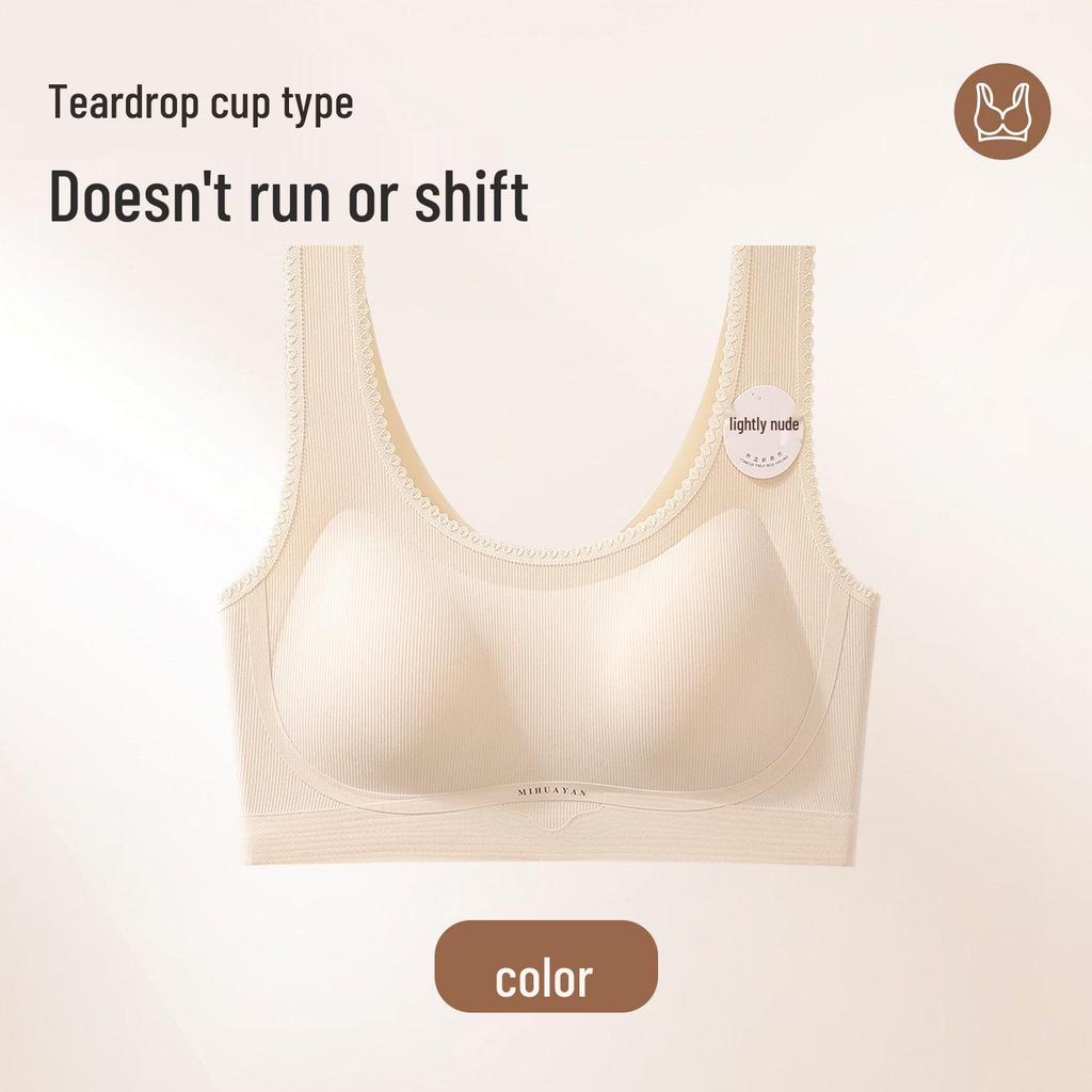 Women's Push-Up Camisole Bra: Seamless, Anti-Sagging, Comfortable Side Support for Spring & Summer.