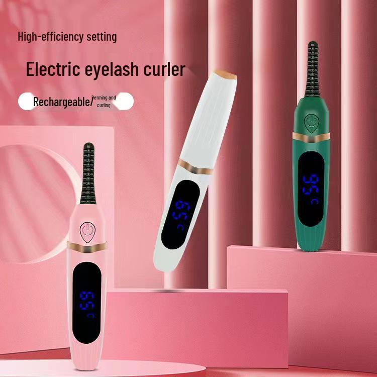 Rechargeable Digital Display Electric Eyelash Curler - Beauty Tool зелёный