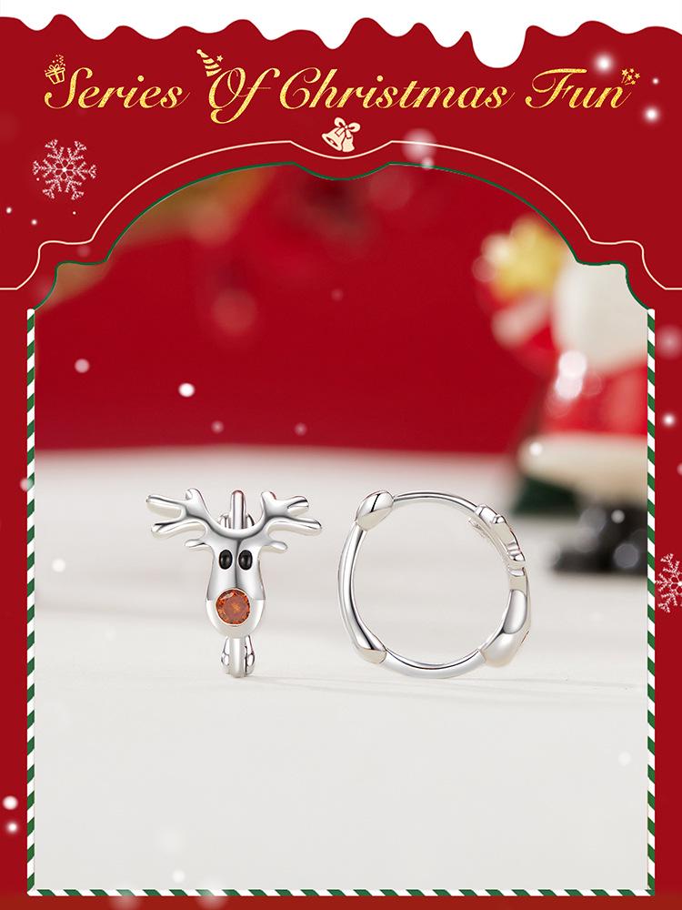 Everly Christmas Reindeer Ear Cuffs: s925 Sterling Silver Cute Earrings for Women