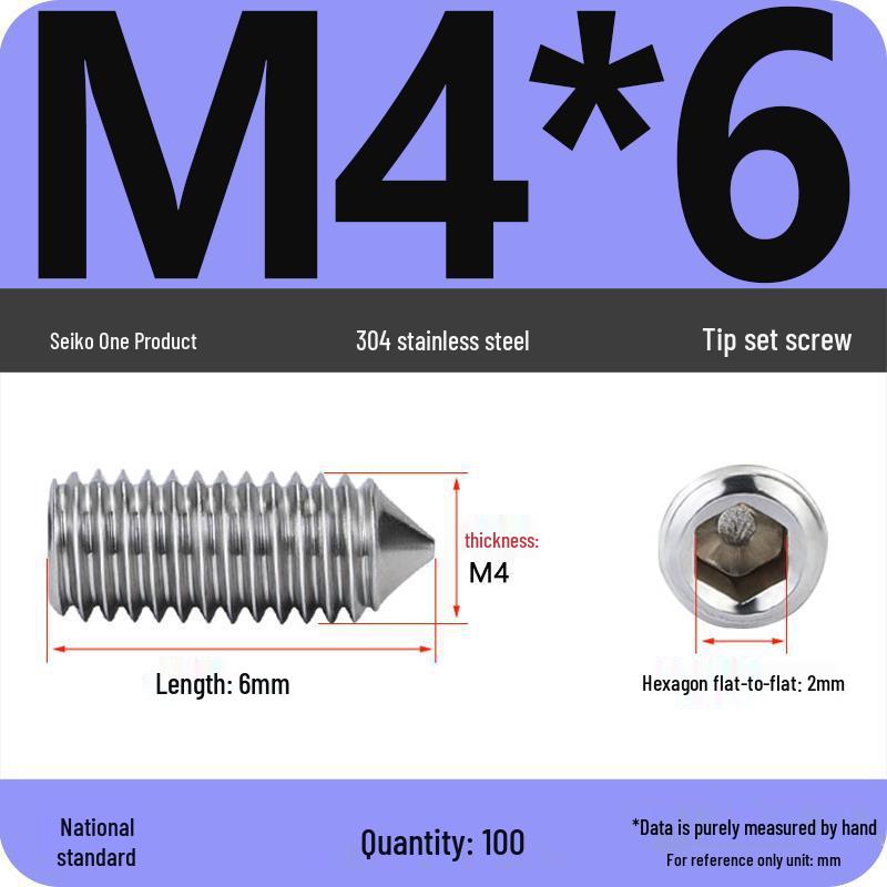 304 Stainless Steel Internal Hex Set Screw | Headless Grub Screw M2-M16